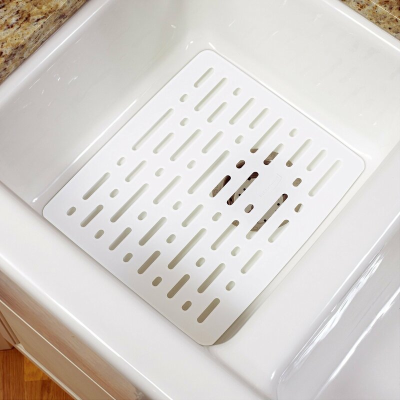 Rubbermaid Twin Sink Divider Mat In White Reviews Wayfair   Twin Sink Divider Mat In White 